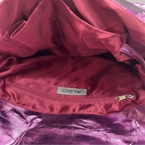 Aldo Raspberry Velvet Metallic Strap Shoulder Bag - Picture 6 of 6